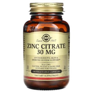 Solgar Zinc Citrate 30mg 100 Veg Caps