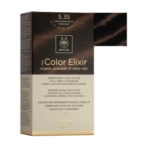 Apivita 5.35 Light Brown Gold Mahogany Hair Color Kit 50ml