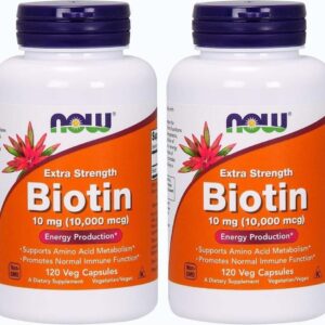 Now Biotin 10mg (10,000 mcg)Extra Strength 120 Veg Caps