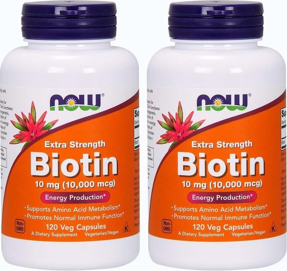 Now Biotin 10mg (10,000 mcg)Extra Strength 120 Veg Caps