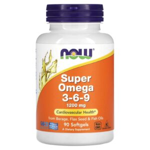 Now Super Omega 3-6-9 1200mmg, 90 Softgels