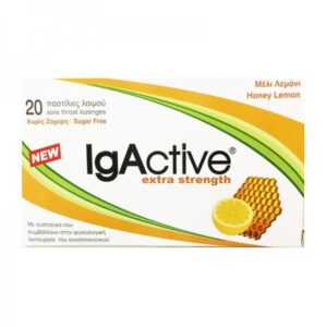 IgActive Extra Strength Honey Lemon Sore Throat Lozenges, 20