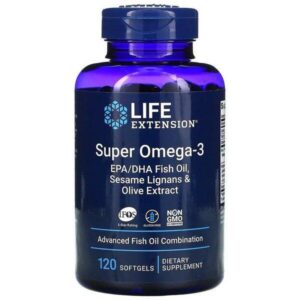 Life Extension Super Omega-3 Plus EPA/DHA Fish Oil, Sesame Lignans, Olive Extract, Krill & Astaxanthin, 120 gels