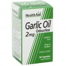 Health Aid Vegan Garlic Oil Odourless 2mg, 30 capsules